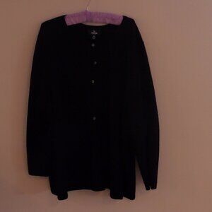 Lands’ End 100% Cashmere Cardigan Sweater Black Plus Size 3X